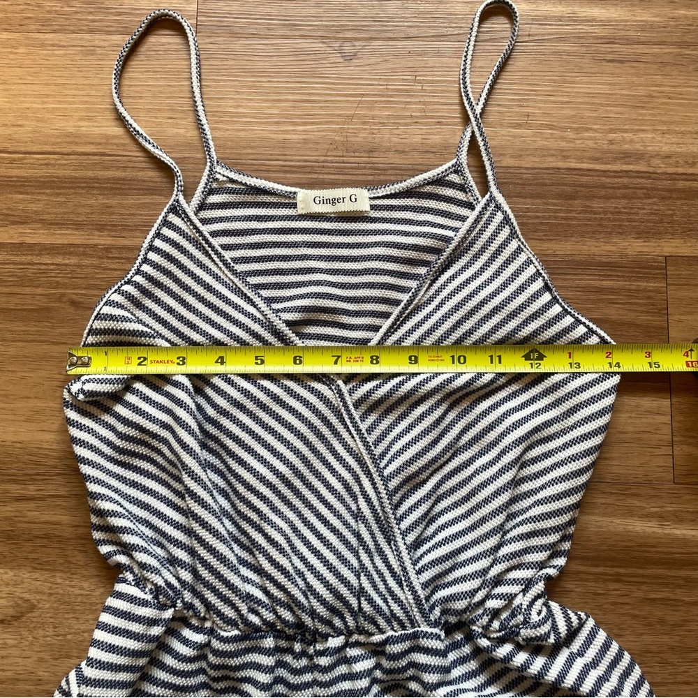 Ginger G Black and White Striped Jumpsuit Romper Medium Summercore Beach Casual - Picture 4 of 8